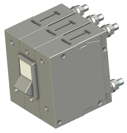 DD-Frame MCB: 3P, Rocker handle with Rear Stud termination
